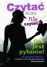 Plakat „Czytać albo nie czytać? Oto jest pytanie!”