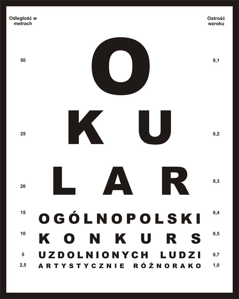 Logotyp: OKULAR Ogólnopolski Konkurs Uzdolnionych Ludzi Artystycznie Różnorako 